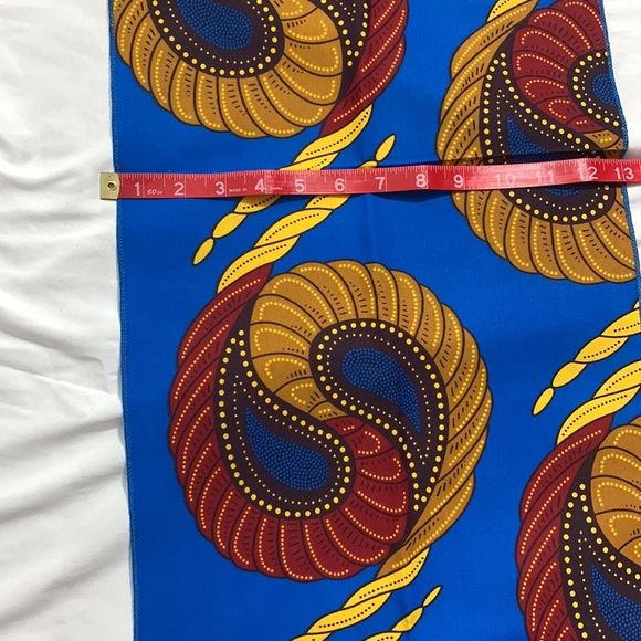 NWOT - EY Studio Royal Blue, Ruby Red & Gold Print African high-low dress. Sz:L - Picture 8 of 9